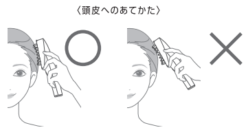 ニードルリフトブラシ　頭皮へのあて方